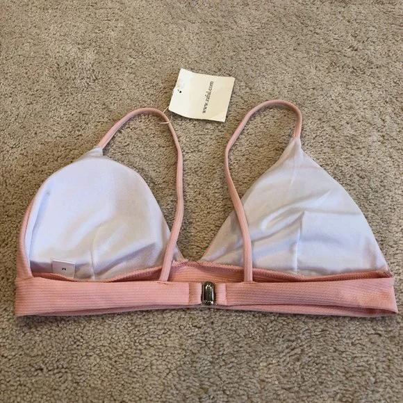 NWT ZAFUL BLUSH PINK TRIANGLE RIBBED BIKINI SWIMSUIT TOP SIZE MEDIUM - Picture 4 of 10